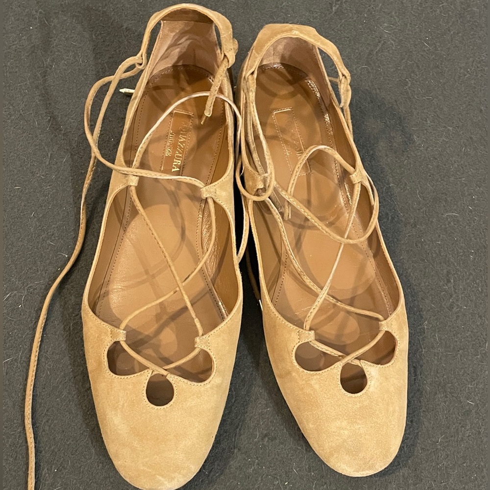 Aquazzura tan suede Christy flat - Size 40